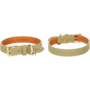 Flamingo Collier Chien Virginia Cuir Véritable Vert