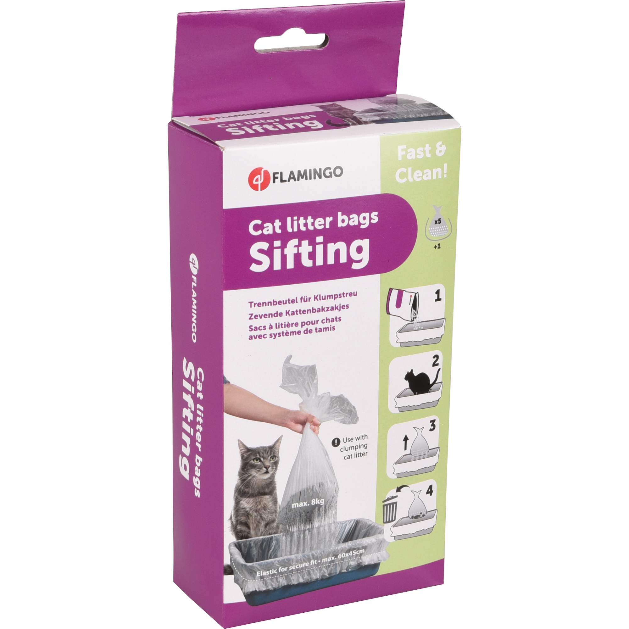 Flamingo Sacs à litière à chats Transparent & Gris – Image 3