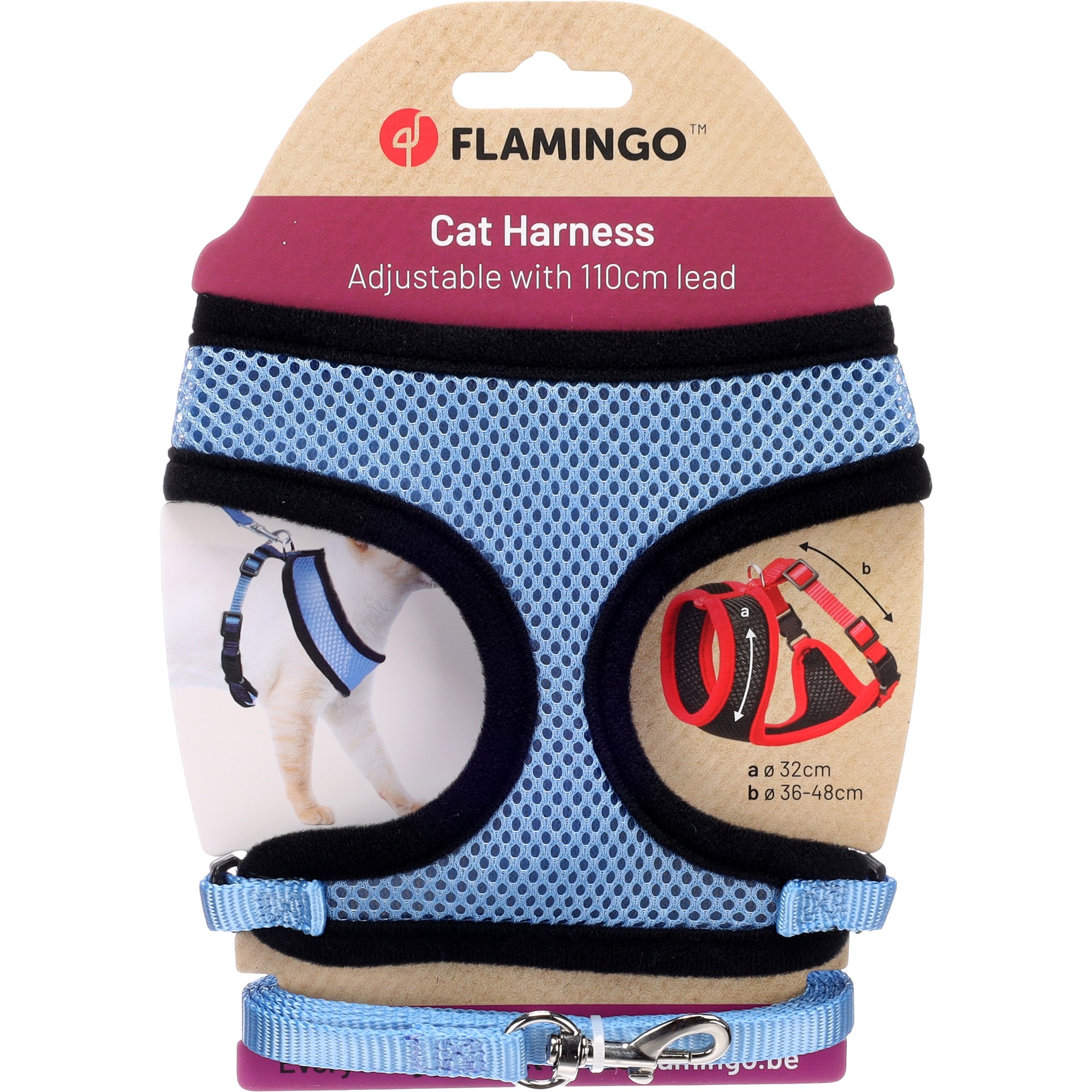Flamingo Harnais Chat avec laisse Harms Bleu 110CM – Image 4